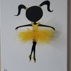 Ballet Dancer GIRL Ballerina Art Decor Wall on Stretched Canvas HAND MADE Art